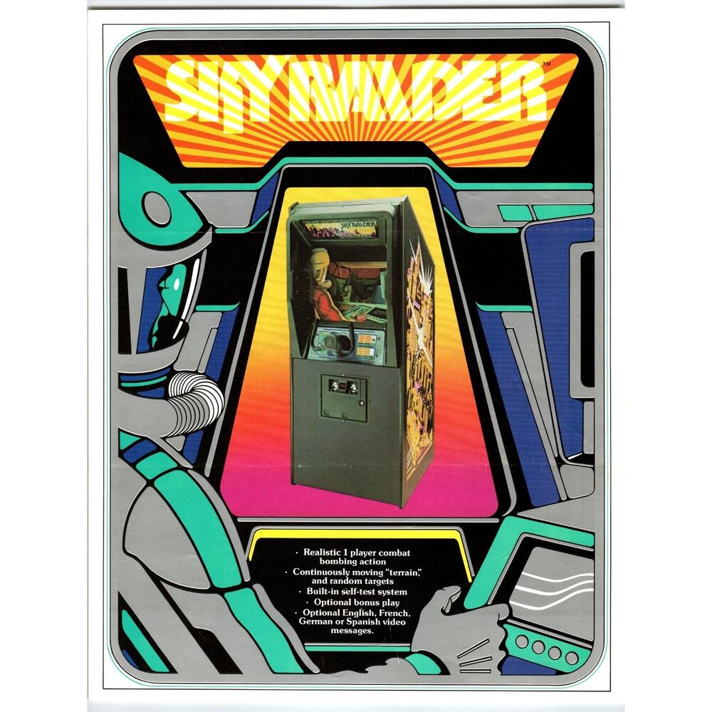 Sky Raider Vintage Video Arcade Game Flyer 1978 Original Retro Art 8.5" x 11"